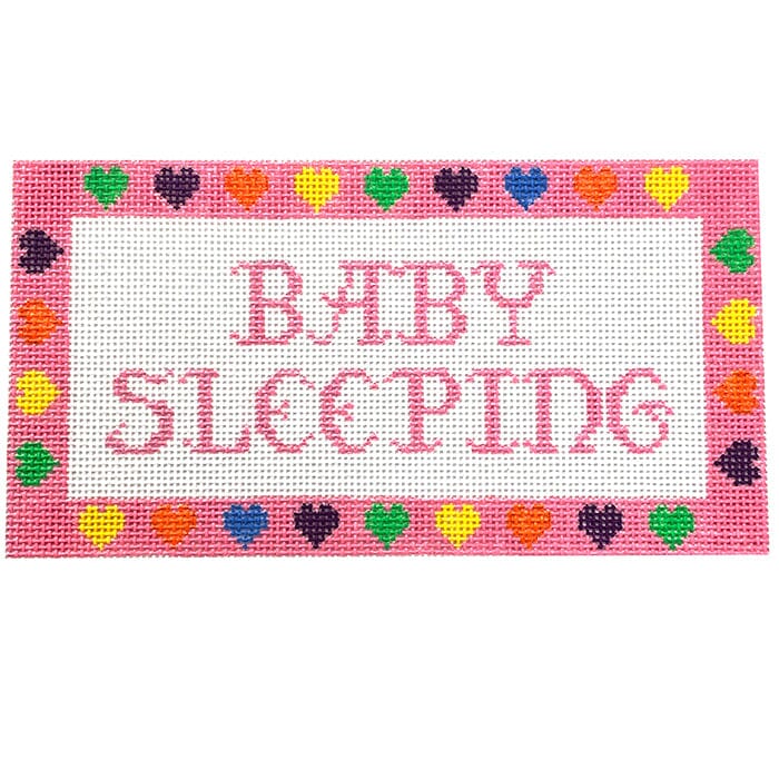 Baby Sleeping with Heart Border Painted Canvas NeedleDeeva 