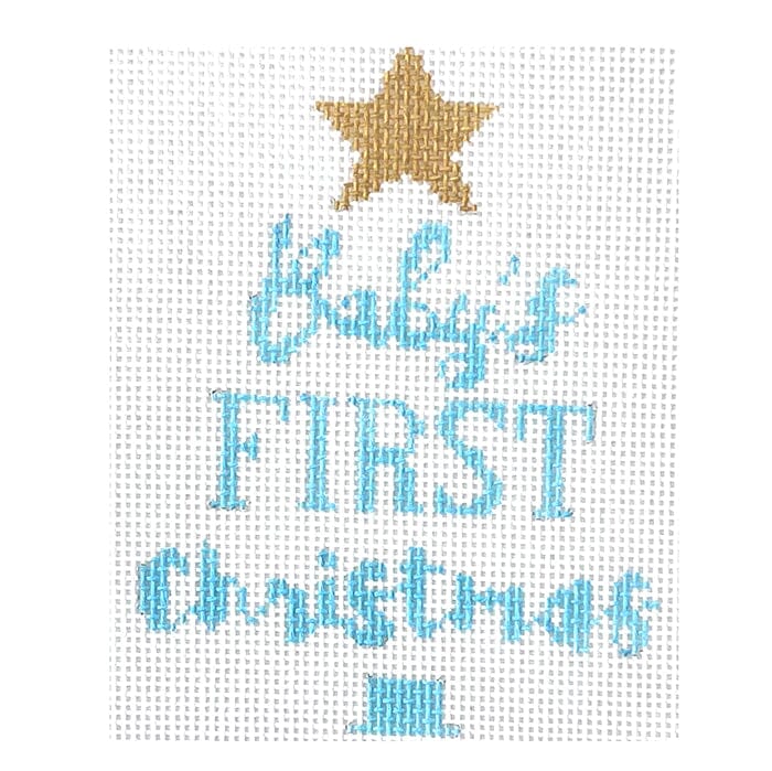 Baby's First Christmas Tree Blue Painted Canvas KCN Designers 