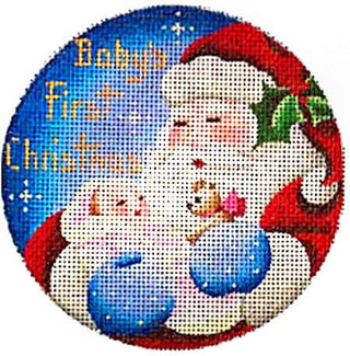 Baby's First, Girl Ornament Painted Canvas Rebecca Wood Designs 
