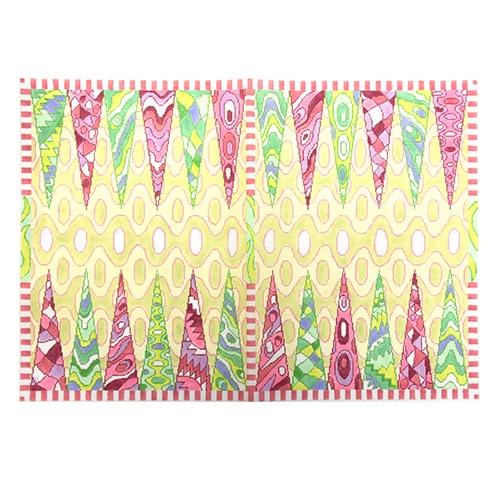 Backgammon Board Canvas   Pucci Pinks, Greens Painted Canvas Kate Dickerson Needlepoint Collections  - 1