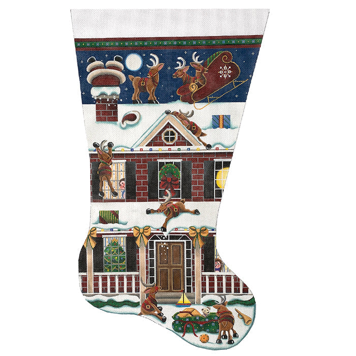 Bad Landing Stocking TTR Painted Canvas Rebecca Wood Designs  - 1