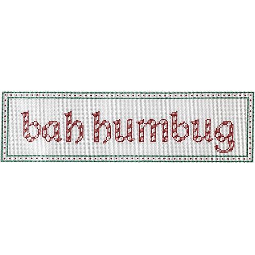 Bah Humbug with Green Border Painted Canvas All About Stitching/The Collection Design 