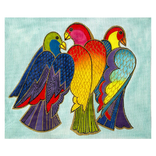 Balinese Birds Painted Canvas Danji Designs  - 1