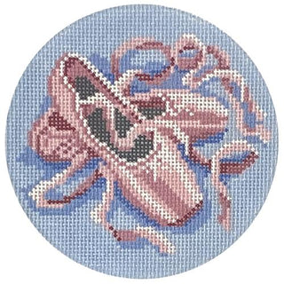 Ballerina Pointe Shoes Round Painted Canvas Needle Crossings 
