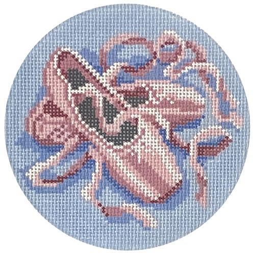 Ballerina Pointe Shoes Round Painted Canvas Needle Crossings  - 1