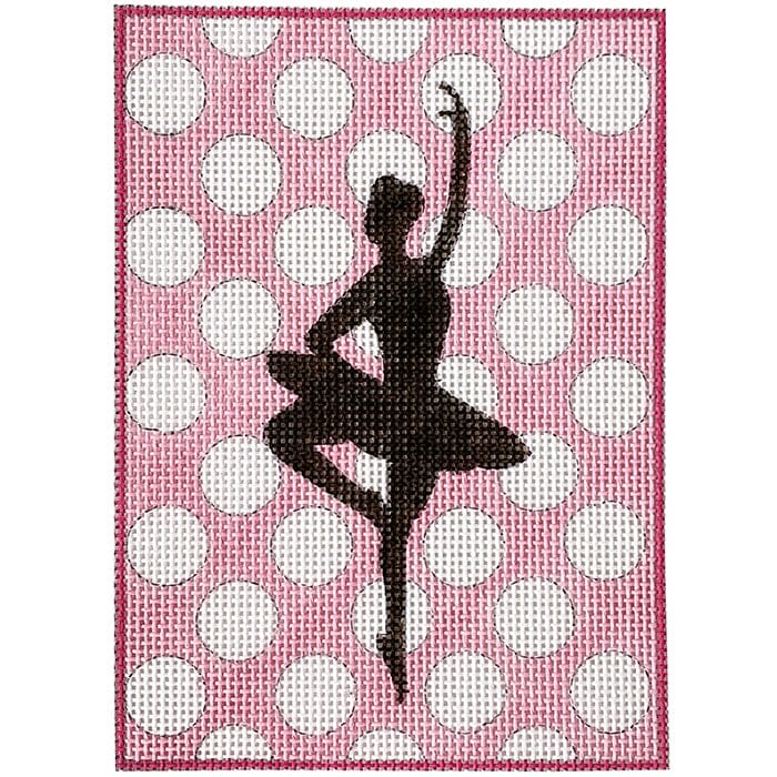 Ballerina Silhouette on Polka Dots Painted Canvas Alice Peterson Company  - 1