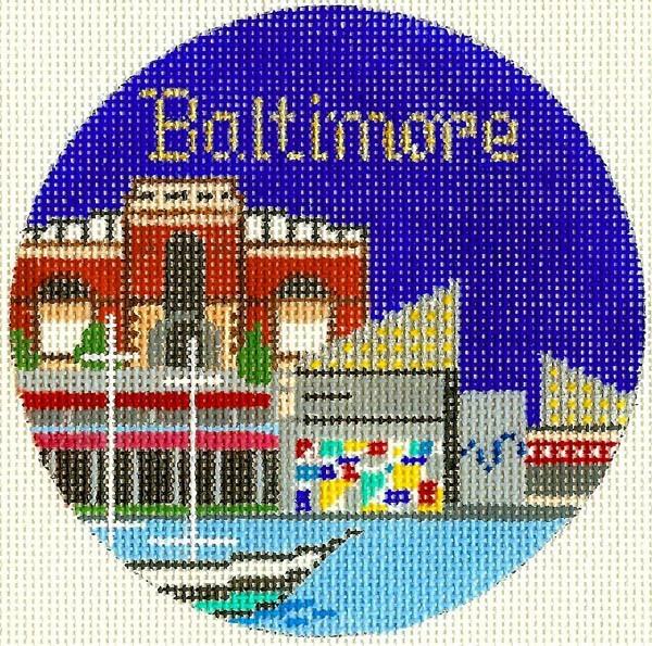 Baltimore Ornament Painted Canvas Silver Needle 