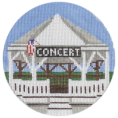 Bandstand Ornament Painted Canvas Anne Fisher Needlepoint LLC 
