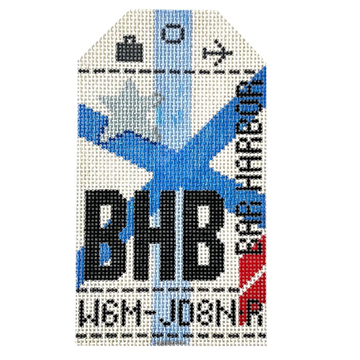 Bar Harbor BHB Travel Tag Painted Canvas Hedgehog Needlepoint 
