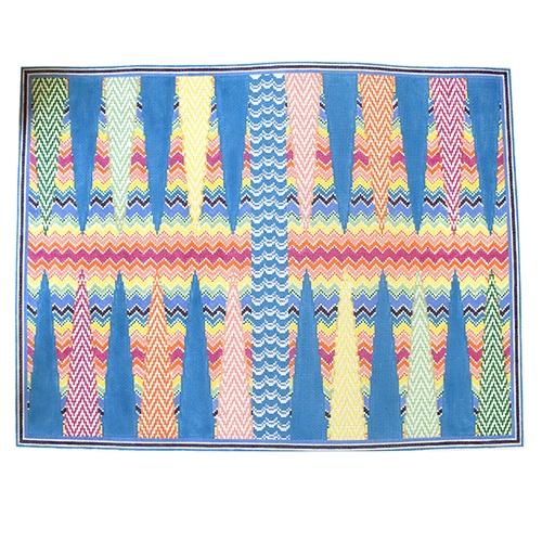 Bargello Backgammon Board Painted Canvas Anne Fisher Needlepoint LLC 