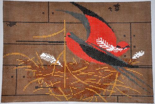 Barn Swallow (Red Birds) Painted Canvas Charley Harper 