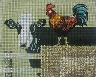 Barnyard Cow Painted Canvas Cooper Oaks Design 
