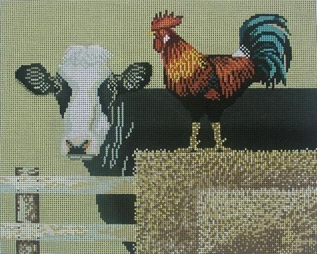 Barnyard Cow Painted Canvas Cooper Oaks Design  - 1