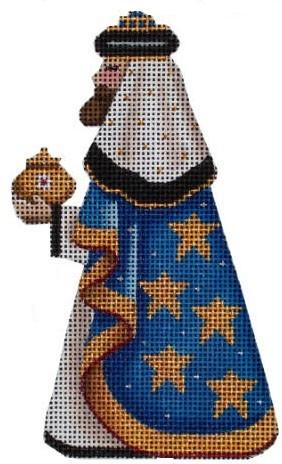 Basket   Blue Magi Painted Canvas Rebecca Wood Designs  - 1