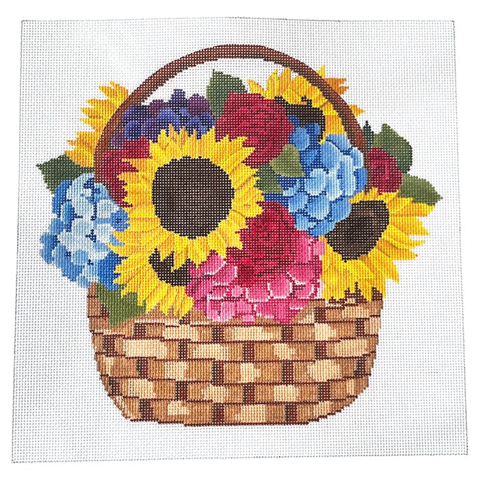 Basket of Flowers Painted Canvas CBK Needlepoint Collections 