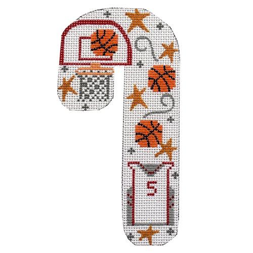 Basketball Candy Cane Painted Canvas Danji Designs  - 1