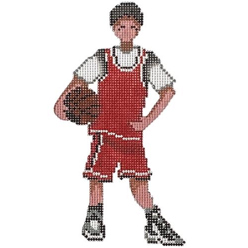 Basketball Player - Red Uniform Painted Canvas Patti Mann 