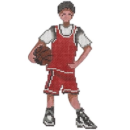 Basketball Player   Red Uniform Painted Canvas Patti Mann  - 1