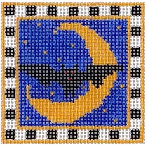 Bat in the Moon with Stitch Guide Painted Canvas The Princess & Me 