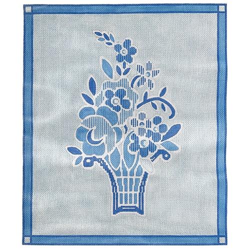 Bates Basket in Blue Painted Canvas The Plum Stitchery  - 1