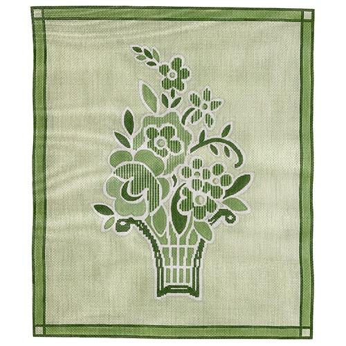 Bates Basket in Green Painted Canvas The Plum Stitchery  - 1