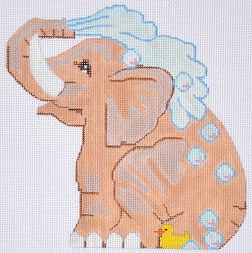 Bathing Elephant Painted Canvas Labors of Love Needlepoint  - 1