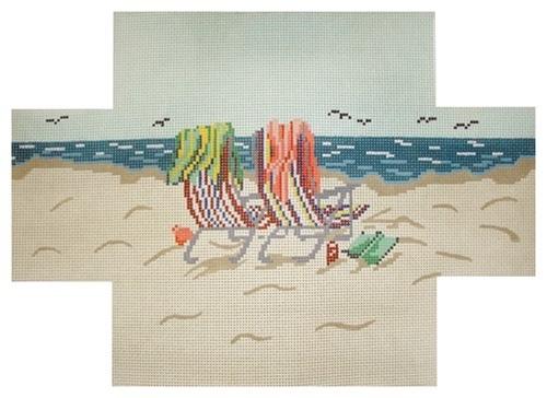 Beach Chair Brick Cover Painted Canvas Needle Crossings  - 1