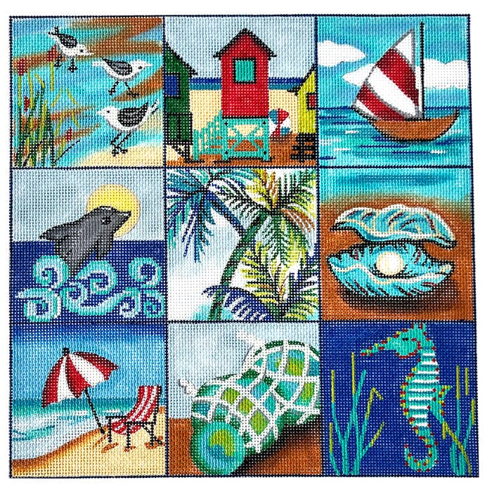 Beach Collage Painted Canvas Alice Peterson Company 