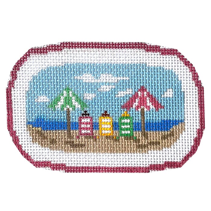 Beach Day Oval Painted Canvas Tina Griffin Designs  - 1