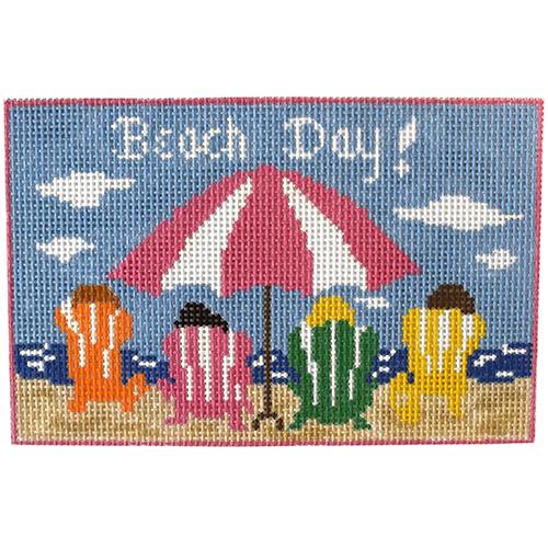 Beach Day Sign on 13 mesh (no border) Painted Canvas Tina Griffin Designs  - 1