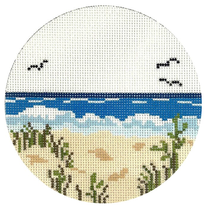 Beach Dunes Round   Customizable Painted Canvas Atlantic Blue Canvas  - 1