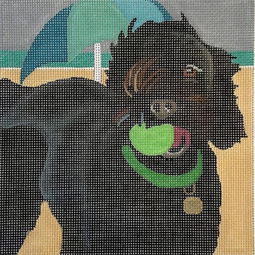 Beach Happy Dog with Ball Painted Canvas Melissa Prince Designs 