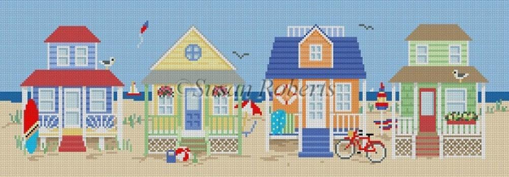 Beach Houses Painted Canvas Susan Roberts Needlepoint Designs Inc. 