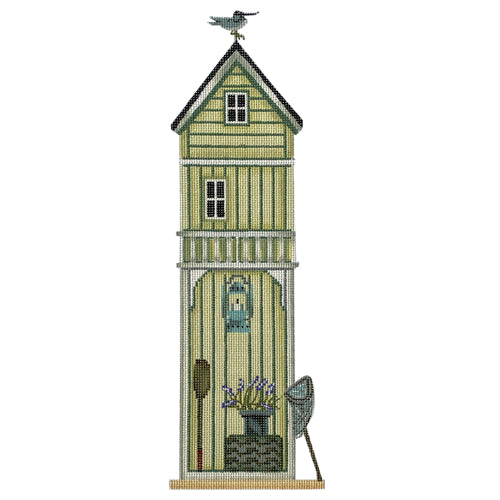 Beach Hut in Ecru Painted Canvas Painted Pony Designs  - 1