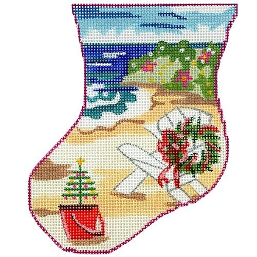 Beach Mini Sock Painted Canvas Julie Mar Needlepoint Designs  - 1