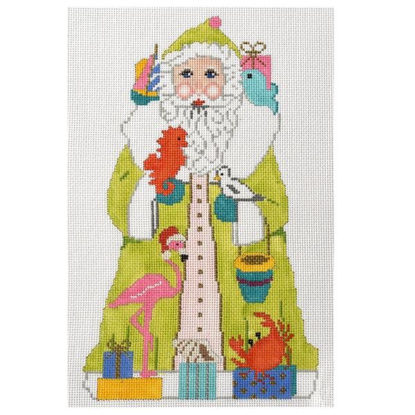 Beach Santa (VNG) Painted Canvas Vallerie Needlepoint Gallery 