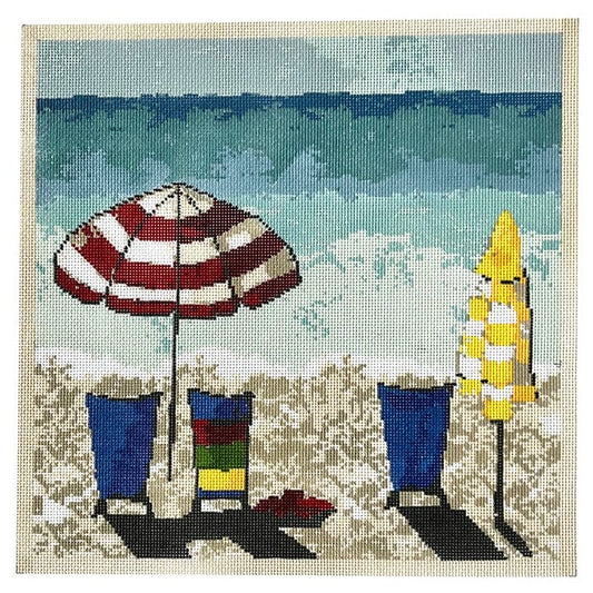 Beach Scene Painted Canvas Walker's Needlepoint 