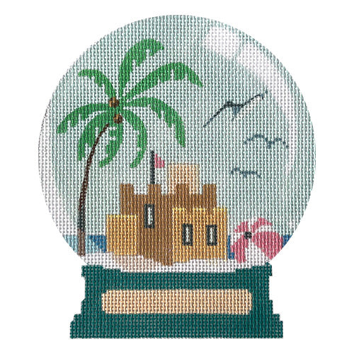 Beach Snowglobe Painted Canvas Vallerie Needlepoint Gallery  - 1