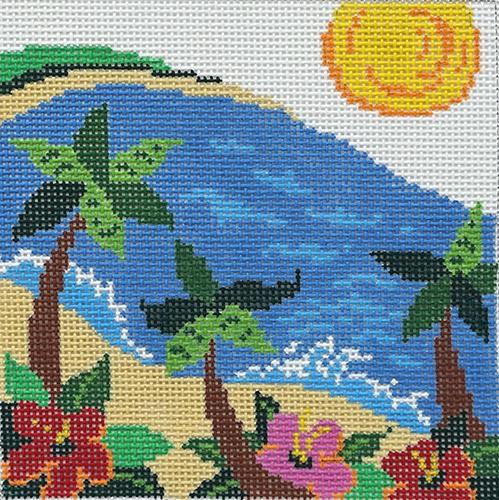 Beach Square Painted Canvas Patti Mann  - 1