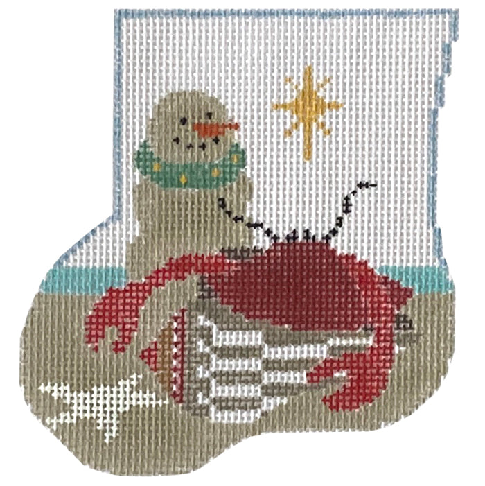 Beach with Mermaid Insert Mini Sock Painted Canvas Kathy Schenkel Designs 
