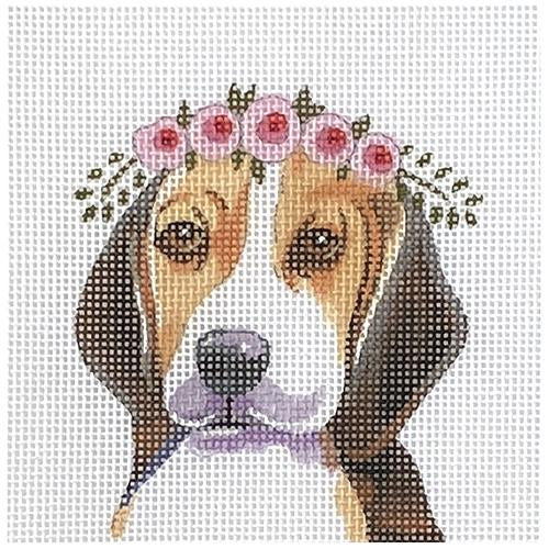 Beagle with Floral Crown Insert Painted Canvas Colors of Praise  - 1