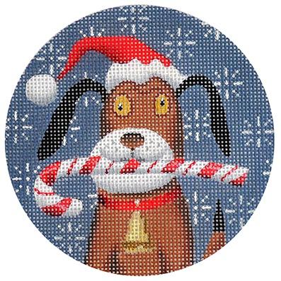 Beagle Xmas Circle Painted Canvas Kirk & Bradley 