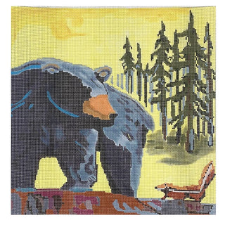 Bear and Chipmunk Painted Canvas Cooper Oaks Design 

