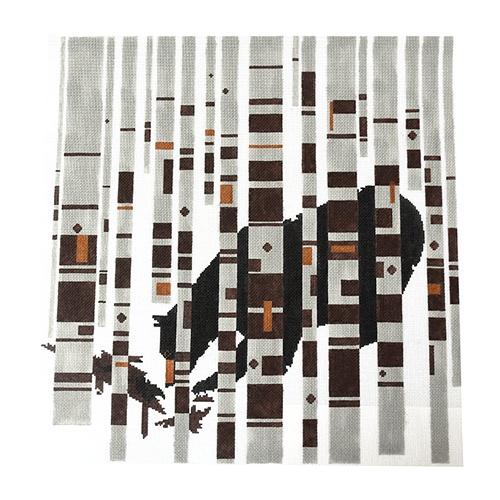 Bear in Birches Painted Canvas Charley Harper  - 1