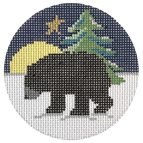 Bear Ornament Painted Canvas Silver Needle 
