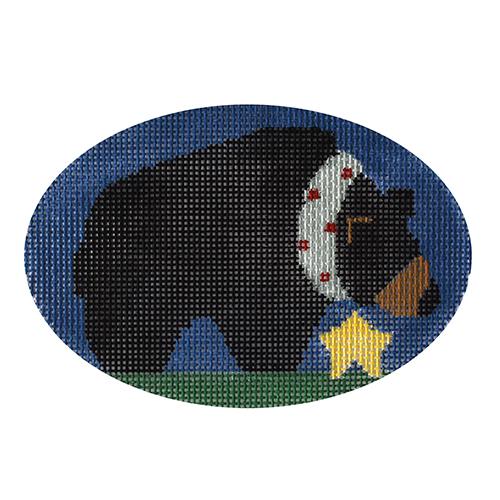 Bear with Star Oval Painted Canvas Kathy Schenkel Designs 
