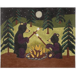 Bears Roasting Marshmallows for Two Painted Canvas Ewe & Eye 
