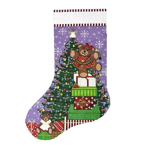 Beary Christmas Stocking Painted Canvas The Meredith Collection  - 1
