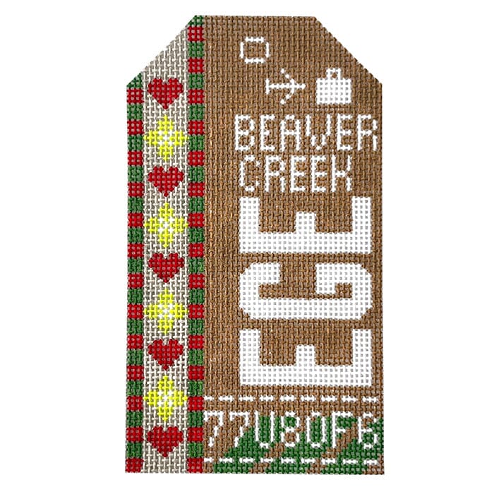 Beaver Creek EGE Travel Tag Painted Canvas Hedgehog Needlepoint 