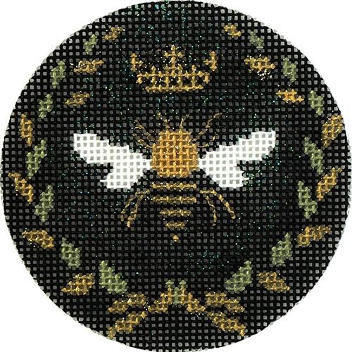 Bee 3 Inch Round Painted Canvas Funda Scully 